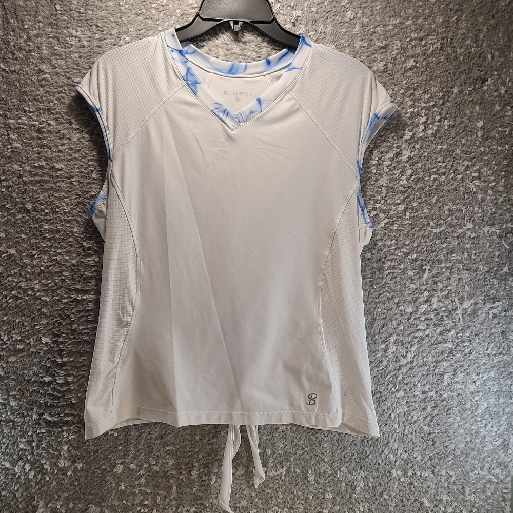 Sofibella Allstars Cap Sleeve Activewear Top Tennis Nylon Blend XL Back Opening